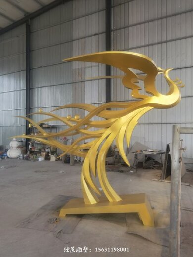 云南紅河戶外擺件不銹鋼鳳凰雕塑廠家,抽象鳳凰雕塑